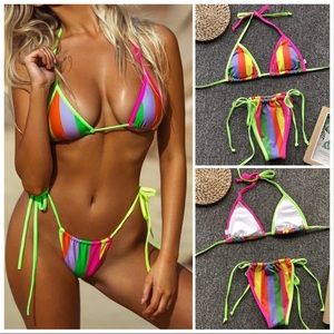 NEW‼️RAINBOW MULTI COLOR HALTER NECK- bikini
